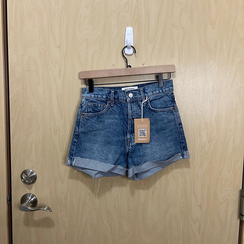 NWT Reformation Jeans Charlie Cuffed High Rise Jean Shorts